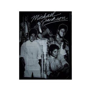 Vintage Michael Jackson Flag 39" x 54" Black Wall Hanging 1980s Tapestry NEW